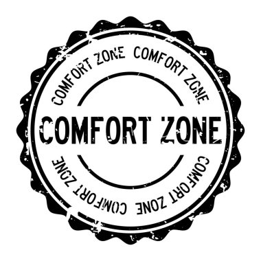 Grunge siyah comfort zone sözcük yuvarlak lastik mühür damgası beyaz arka plan üzerinde