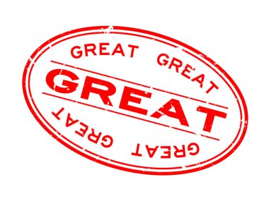 Grunge kırmızı harika kelime oval lastik mühür damgası beyaz arka plan üzerinde