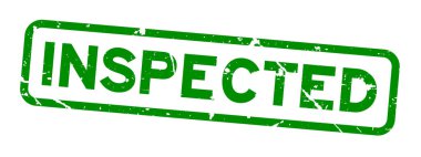 Grunge yeşil ifade kare lastik mühür damgası beyaz arka plan üzerinde kontrol