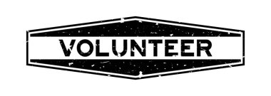 Grunge siyah gönüllü kelime altıgen lastik mühür damgası beyaz arka plan üzerinde