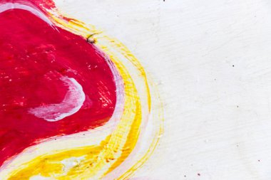 Soyut resim beton zemin üzerine kırmızı, beyaz ve sarı