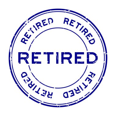 Grunge siyah beyaz arka plan üzerinde yuvarlak lastik mühür damgası emekli