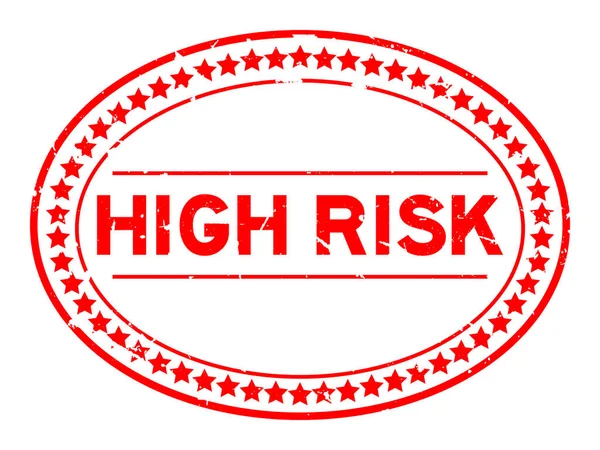 グランジ赤リスクの高い単語楕円形ゴム印白い背景のスタンプ — ストックベクタ