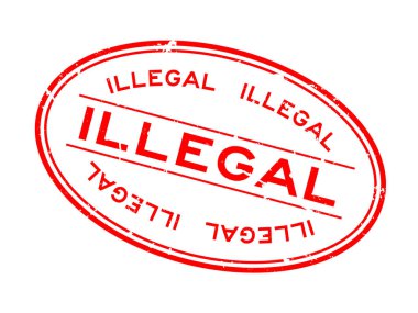 Grunge kırmızı yasadışı kelime oval lastik mühür damgası beyaz arka plan üzerinde