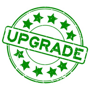 Lastik mühür damgası yuvarlak yıldız simgesi ile beyaz arka plan üzerinde ifadeler grunge yeşil yükseltme