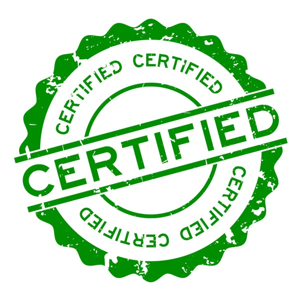 Grunge Groen Gecertificeerde Woord Rubber Afdichting Stempel Witte Achtergrond — Stockvector