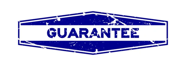 Grunge Azul Garantia Hexágono Selo Borracha Fundo Branco —  Vetores de Stock