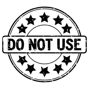 Grunge siyah yapmak değil kullanma kelime lastik mühür damgası beyaz arka plan üzerinde yuvarlak yıldız simgesi ile