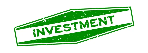 Grunge Palavra Investimento Verde Hexagon Selo Borracha Fundo Branco — Vetor de Stock