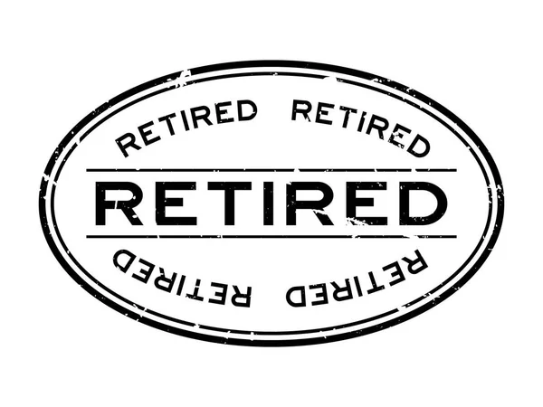 格朗格黑色退休字椭圆形橡胶封条邮票在白色背景 — 图库矢量图片