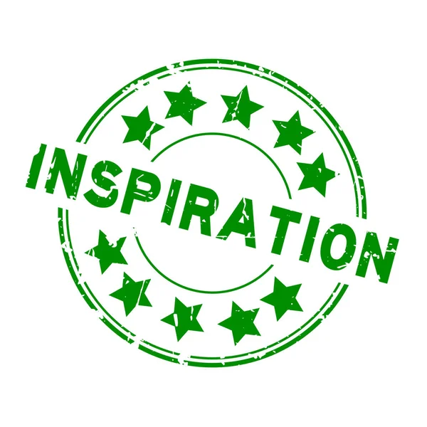 Grunge Green Inspiration Star Icon Rubber Seal Stamp White Background - Stok Vektor