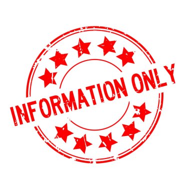 Grunge kırmızı bilgi tek kelime yıldız simgesi ile yuvarlak lastik mühür damgası beyaz arka plan üzerinde