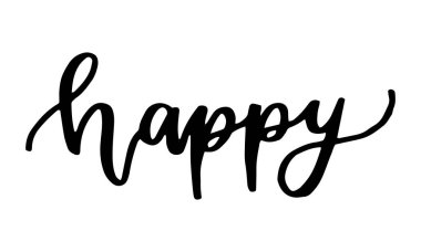 Beyaz arka planda (vektör mutlu Word'de yazı siyah renkli el)