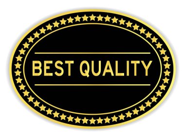 Whit üzerinde kelime en iyi kalite ile altın ve siyah renk oval etiket