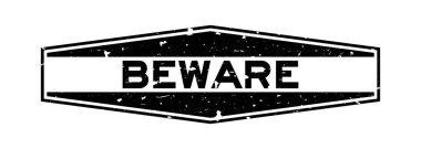 Grunge siyah sözcük altıgen lastik mühür damgası beyaz arka planda dikkat