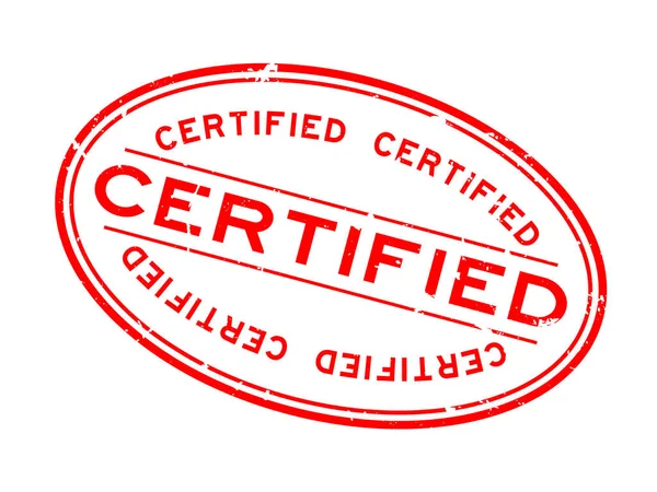 Grunge kırmızı sertifikalı kelime oval lastik mühür damgası beyaz arka plan üzerinde