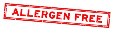 Grunge kırmızı alerjen ücretsiz word Meydanı lastik mühür damgası beyaz arka plan üzerinde