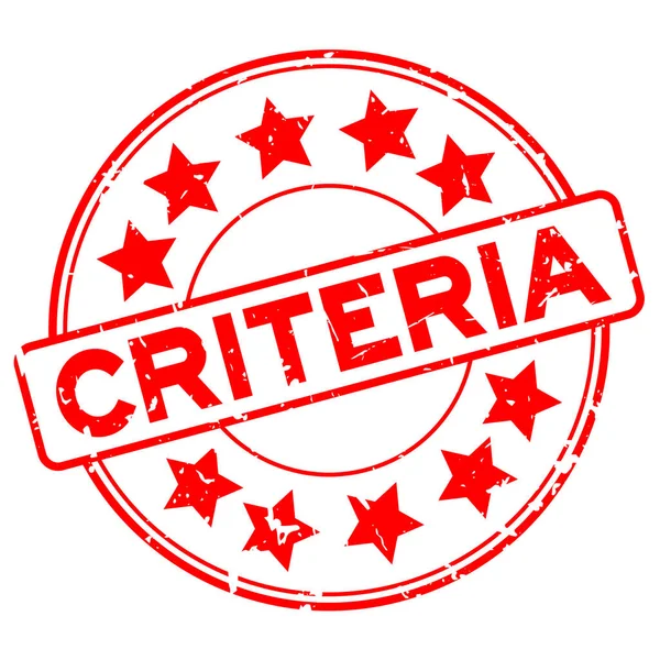 Grunge kırmızı ölçüt word yıldız simgesi ile yuvarlak lastik mühür damgası beyaz arka plan üzerinde