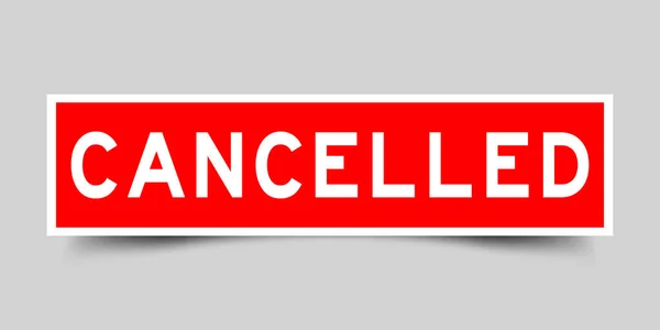 Word ile kare kırmızı renk etiket gri arka plan üzerinde iptal