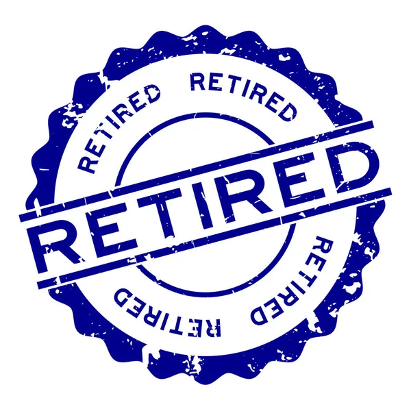 在白色背景的黑蓝色退休的词圆的橡胶封印邮票 — 图库矢量图片