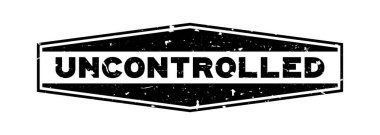 Grunge siyah kontrolsüz kelime altıgen lastik mühür damgası beyaz arka plan üzerinde