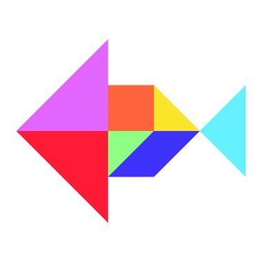 Renk tangram bulmacanın beyaz arka planda (vektör balık şeklinde)