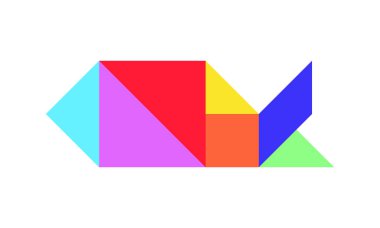Renk tangram bulmacanın beyaz arka planda (vektör balık şeklinde)