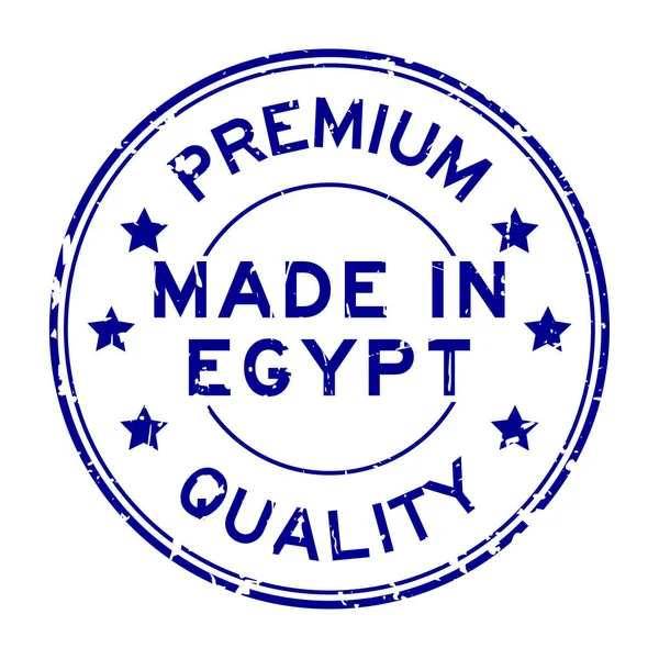Grunge Modrá Premium Kvalita Vyrobená Egyptě Kulaté Razítko Pečeť Bílém — Stockový vektor
