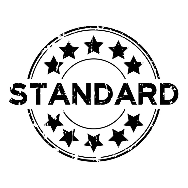 Grunge Schwarzer Standard Schriftzug Mit Sternsymbol Rund Gummidichtungsstempel Auf Weißem — Stockvektor