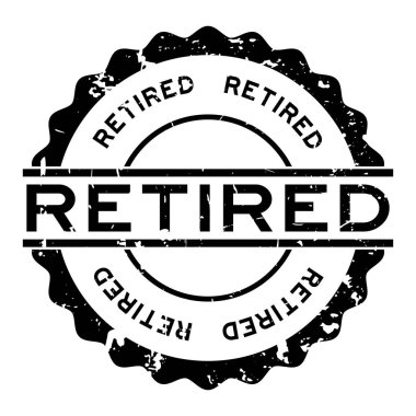 Grunge siyah beyaz arka plan üzerinde kelime yuvarlak lastik mühür damgası emekli