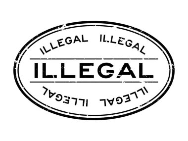 Grunge siyah yasadışı kelime oval lastik mühür damgası beyaz arka plan üzerinde