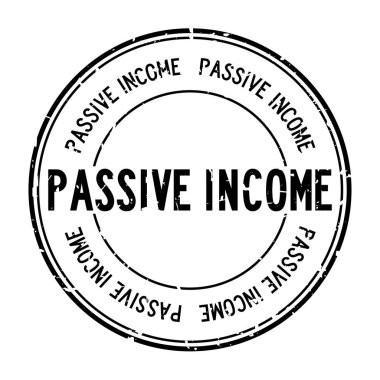 Grunge siyah pasif gelir kelime yuvarlak lastik mühür damgası beyaz arka plan üzerinde