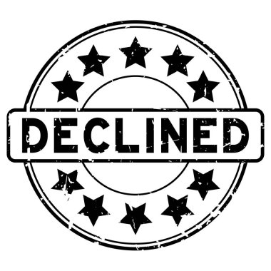 Grunge siyah beyaz arka plan üzerinde lastik mühür damgası yuvarlak yıldız simgesi ile word reddetti