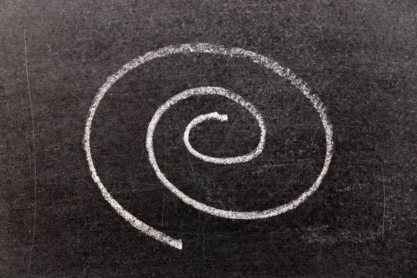 Weiße Kreide Handzeichnung Spiralform Auf Schwarzem Hintergrund — Stockfoto