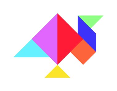 Renk tangram bulmacanın beyaz zemin üzerine Türkiye tavuk veya işkembe şeklinde