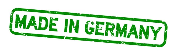 Grunge Green Made Germany Wort Quadratische Gummidichtung Stempel Auf Weißem — Stockvektor