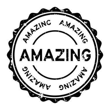 Grunge siyah beyaz arka plan üzerinde yuvarlak lastik mühür damgası şaşırtıcı kelime