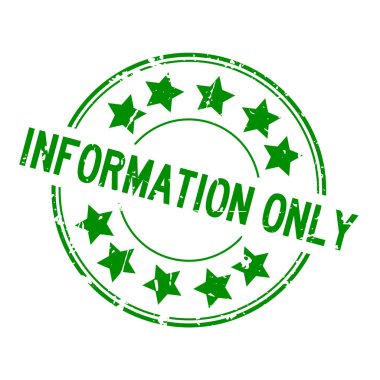 Grunge yeşil bilgi tek kelime yıldız simgesi ile yuvarlak lastik mühür damgası beyaz arka plan üzerinde