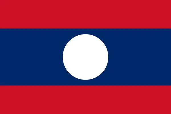 Bandera Nacional Del País Laos Color Rojo Azul Blanco — Vector de stock