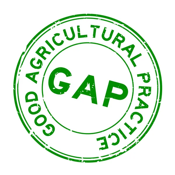 Grunge Green Gap Abbreviation Good Agricultural Practice Word Rubber Seal — Stock Vector