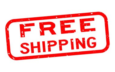 Grunge kırmızı ücretsiz nakliye word Meydanı lastik mühür damgası beyaz arka plan üzerinde