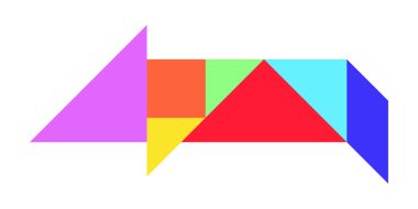 Renk tangram bulmacanın beyaz arka planda (vektör domuz şeklinde)