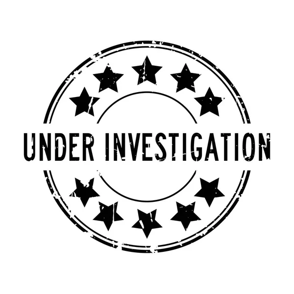 Grunge Black Investigation Word Star Icon Rubber Seal Stamp White — Stock Vector