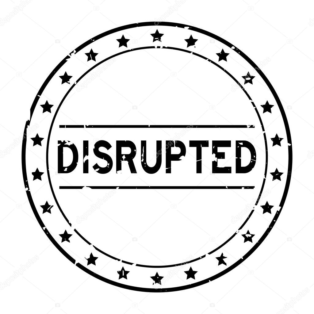 Grunge black disrupted word round rubber seal stamp on white background