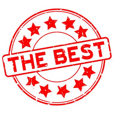 Grunge kırmızı yıldız simgesi lastik conta ile en iyi kelime damga beyaz arka plan üzerinde