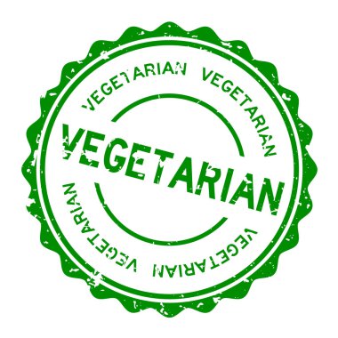 Beyaz zemin üzerine Yeşil Grunge vejetaryen kelime yuvarlak lastik mühür damgası