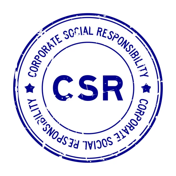 グランジ青い Csr 企業の社会的責任という言葉はラウンド白地シール スタンプ — ストックベクタ