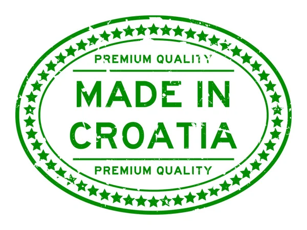 Grunge Zelené Prémiové Kvality Chorvatsku Oválná Pečeť Razítka Bílém Pozadí — Stockový vektor