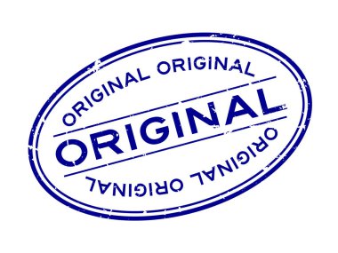 Grunge blue orijinal kelime oval lastik mühür beyaz arka planda
