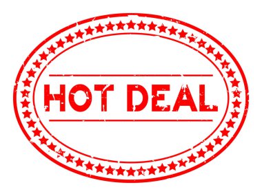 Grunge kırmızı sıcak fırsat kelime oval lastik mühür damgası beyaz arka plan üzerinde